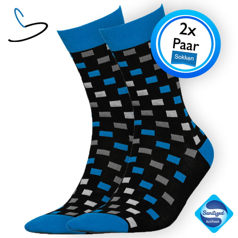 Sokken heren grijs geblokt (2 paar)