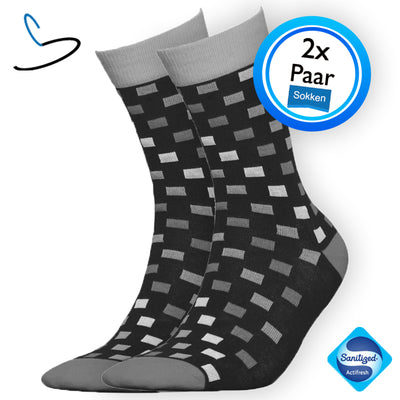 Sokken heren blauw geblokt (2 paar)