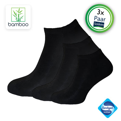 Bamboe sneakersokken heren Zwart (3 Paar)