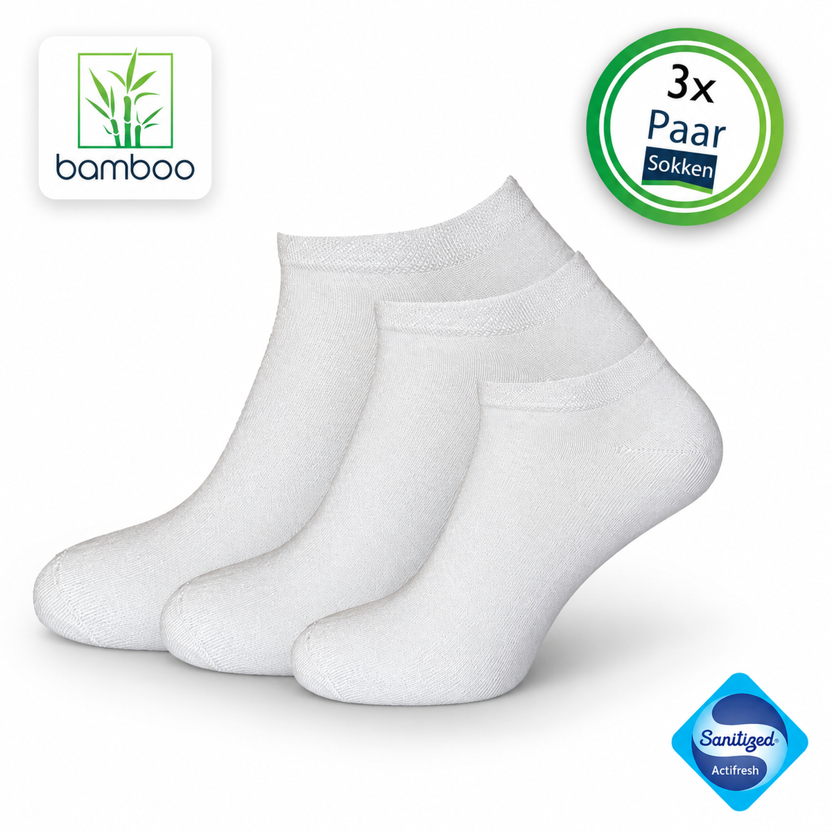 Bamboe sneakersokken heren Wit (3 Paar)