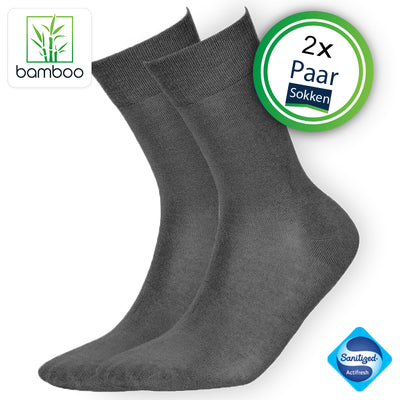 Bamboe sokken heren grijs (2 Paar)